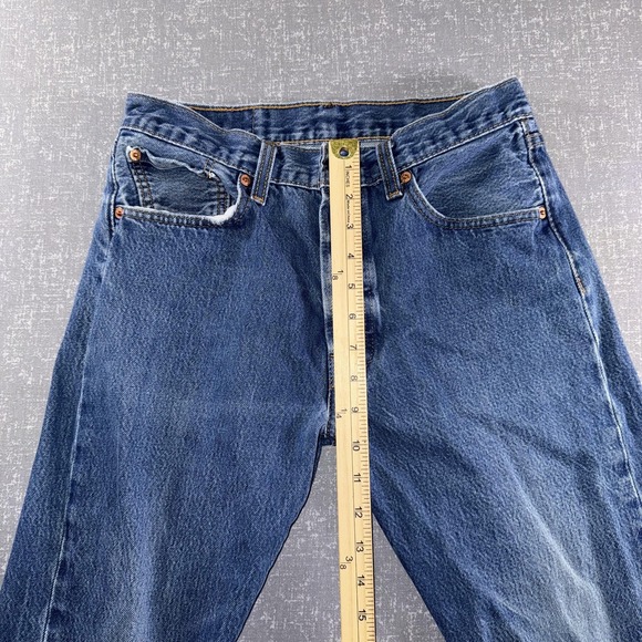 Levis 501 Jeans Mens 32x27 Blue Denim Button Fly Straight Leg Classic Fit - Picture 3 of 8